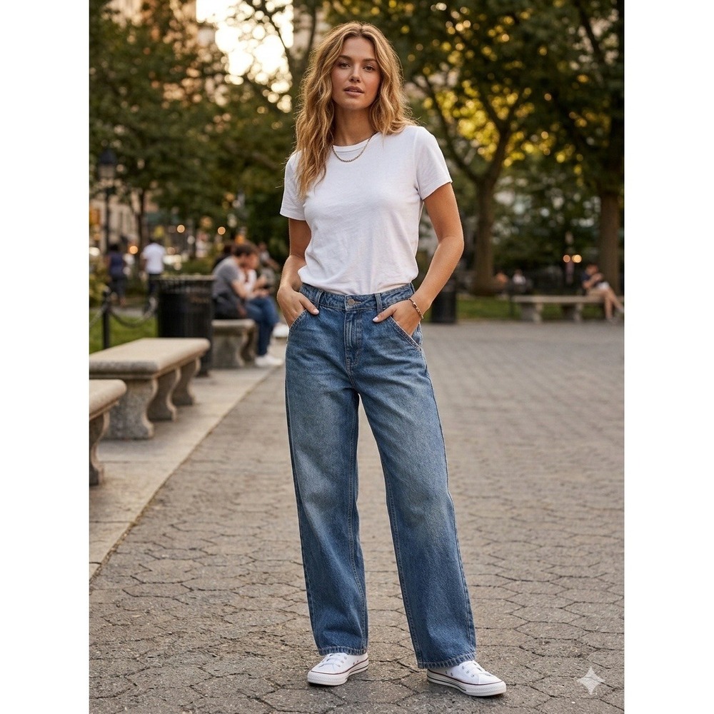 Wild Fable Jeans Womens 6 Blue Relaxed Wide Leg‎ Rigid Denim Baggy 90s